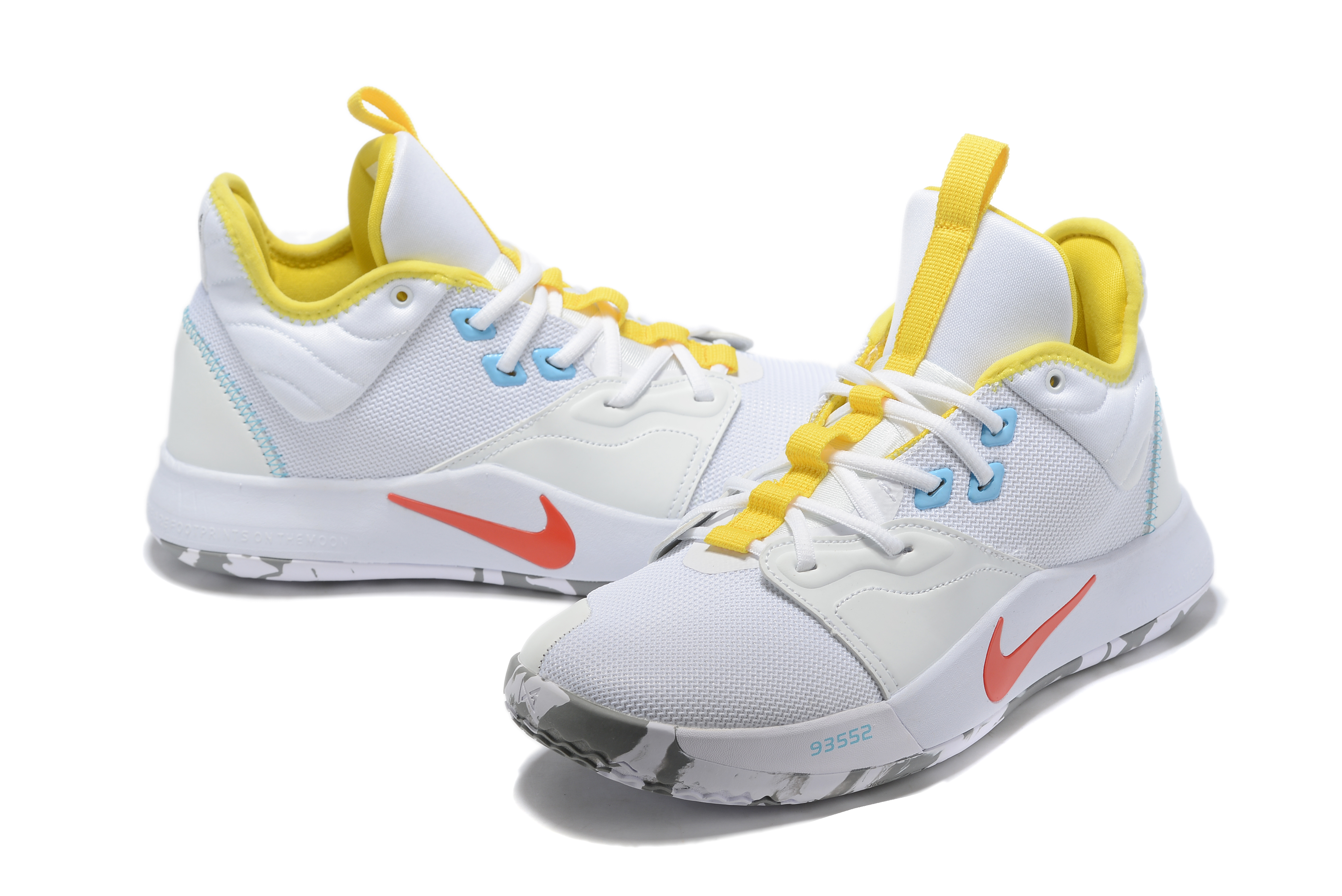 2019 Men Nike Paul George 3 White Yellow Red Shoes